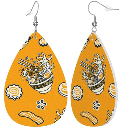 Leder Modische Wassertropfen Ohrringe Japan Ramen Nudel Frauen Anhänger Ohrringe Mädchen Teardrop Ohrringe Schmuck Geschenke Für Geburtstage Hochzeit Party, Einheitsgröße, Leder