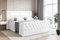 ALTDECOR Boxspringbett mit Matratze und Lattenrost, LED Boxbett, Topper, Fußteil, Polsterbett mit Bettkasten, Bett mit Stauraum H4-Matratze, Doppelbett - Aurora - 160x200 Weiß Kunstleder