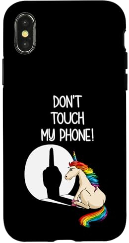 Hülle für iPhone X/XS Einhorn Handyhülle Lustiges Einhorn Dont Touch My Phone