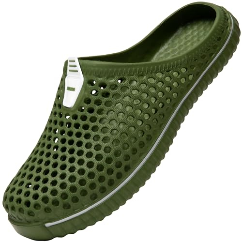 SAGUARO Uomo Donna Spiaggia Traspirante Pantofole Leggero Flessibile Estate Sandali Anti-scivoloso Unisex Clogs Piscina Slippers 44EU Verde Oliva
