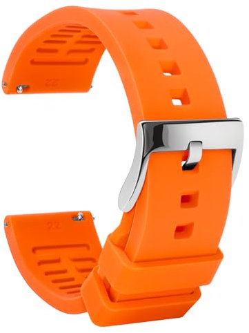 TStrap Bracelet Montre Silicone 21mm - Orange Dégagement Rapide Intelligente Bracelets pour Homme Femme - Souple Caoutchouc Watch Strap Connectée Boucle Replacement - 18mm 19mm 20mm 21mm 22mm 24mm