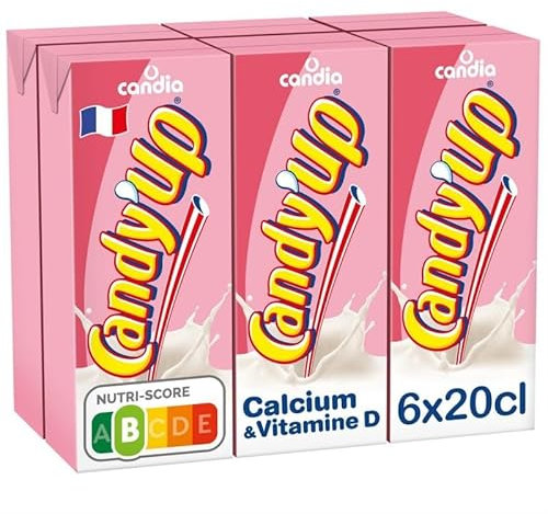 Générique Délicieuse boisson pour enfants, Candy'Up saveur fraise, lot de 6 bouteilles de 20cl - Source de Calcium et Vitamine D - Le Lot De 4