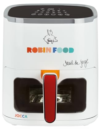 JOCCA - Friggitrice ad Aria Calda da 5 litri| Friggitrice Senza Olio| Air Fryer| Timer| Temperatura Regolabile| Schermo LED Tattile| Risparmio Energetico (Bianco RF)