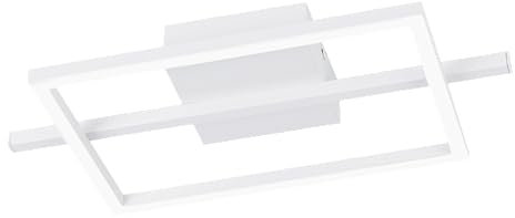 Eglo Amandolo Plafoniera LED, lampada da soffitto quadrata dimmerabile con telecomando, plafoniera geometrica in metallo bianco, colore luce bianca caldo-bianca fredda, retroilluminazione RGB