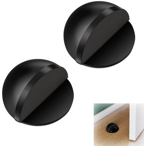 2pcs Black Door Stop, Outdoor Door Stop, Door Stoppers for Floor Wall Protector Door Stop with Self-Adhesive for Home & Office Use, No Need to Drill