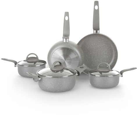 KASANOVA Set pentole per piani cottura tradizionali, set di pentole antiaderente, Batteria di Pentole, cottura salutare, rapida e uniforme. Made in Italy (8 pezzi)