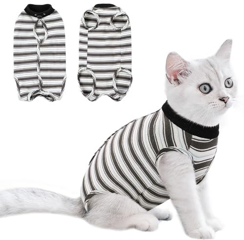 CITÉTOILE Katzenbody nach Op, Postoperative Katzenkleidung für Bauchwunden, Erholungsanzug Kleidung nach Der Operation Tragen, E-Halsband Alternative für Katzen Hunde, Schwarz, XS