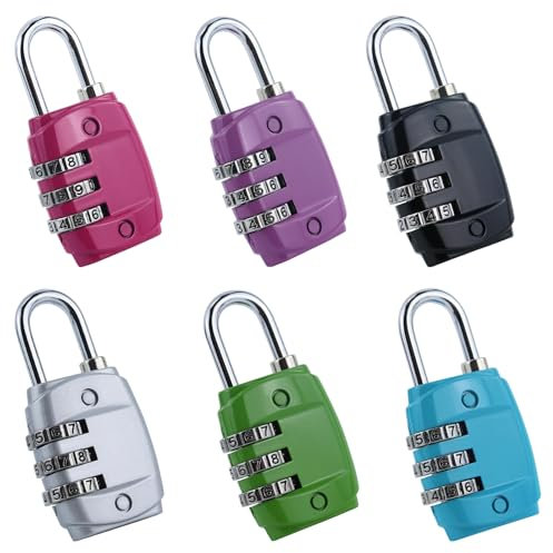 6 PCS 3Digitos Candado Combinacion Taquilla,Candado numerico, Candados para Mochilas y Maletas,Candado para El Casillero del Gimnasio Escolar, Archivadores, Caja De Herramientas,Cerca, Cerrojo