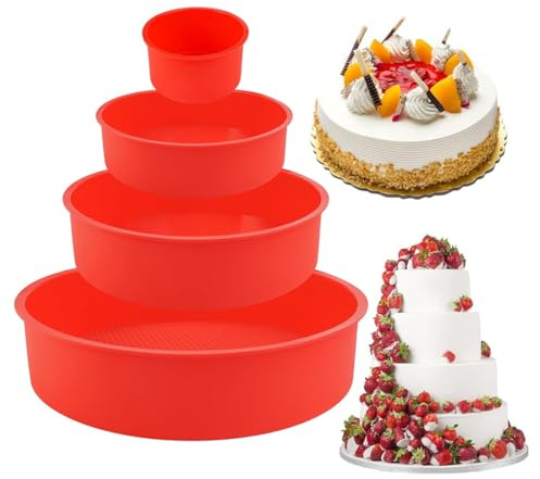 Bangbobi Set di Stampi da Forno in Silicone, Rotondi, Antiaderenti, Lavabili in Lavastoviglie, 4 Pezzi, Resistenti Fino a 450°C