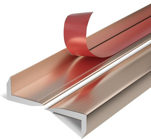 Peel and Stick Tile Edging Trim 10-Pack, Decorative Aluminum Tile Trim, Brushed Metal Corner Trim, Self Adhesive Trim Moulding for Home Protection and Decoration