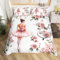 Ballet Girl single Size Duvet Cover,Princess Dancing Theme Vintage Pink Roses Flowers Duvet Cover for Kids Teens All Season,White Swan Romantic Floral Bedding Set,No Comforter