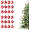 30mm/24Pcs Christmas Baubles Shatterproof Red White Polka Dots, Christmas Tree Decorations Ball Ornaments Balls Xmas Hanging Decorations Holiday Decor - Shiny,Matte,Glitter