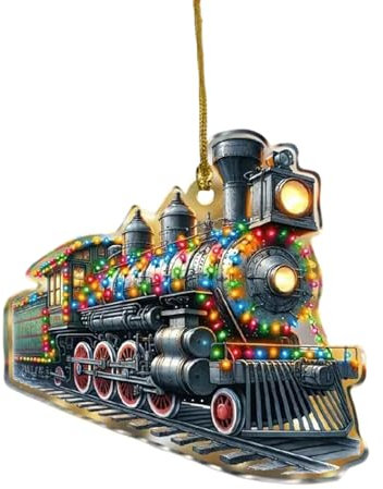 Christbaumschmuck - Festliche Ornamente zum Aufhängen von Zügen | Eisenbahn-Weihnachtsbaumschmuck, 2D-Zug-Ornament aus Acryl, festliche Zugdekoration,