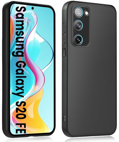 HuwaiH Handyhülle für Samsung Galaxy S20 FE Hülle, Upgraded Kameraschut, Anti-Rutsch Stoßfest Haltbarkeit Schutzhülle, Unterstützt kabelloses Laden Weich TPU Case, Passgenau für S20 FE, Schwarz