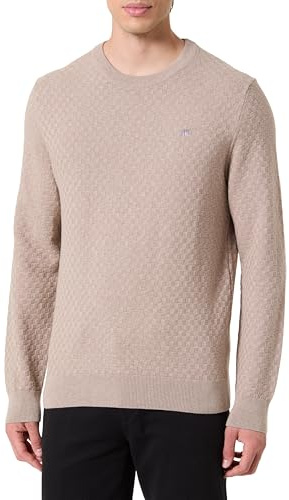 Gant Herren Micro Texture C-Neck Pullover, Dk. Sand Melange, L EU