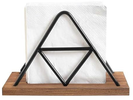 Serviettenhalter, Metall-Serviettenhalter, Holz-Serviettenhalter, rostfreier Serviettenhalter, dreieckiger Serviettenhalter, geeignet für Restaurants, Cafés und andere Orte