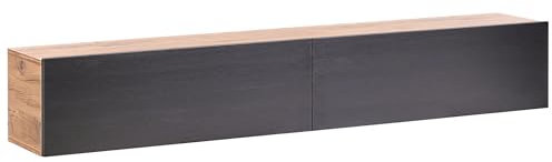 Beliani TV-Möbel schmal hängend Holzoptik schwarz/braun 180 cm mit 2 Türen Gladstone