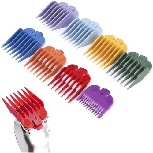JEYORZY Lot de 8 Peignes pour Tondeuse à Cheveux, Peignes de guidage de tondeuse à cheveux, Accessoires tondeuse à cheveux, Compatible avec Toutes les Tondeuses de Taille Réelle, Couleur aléatoire