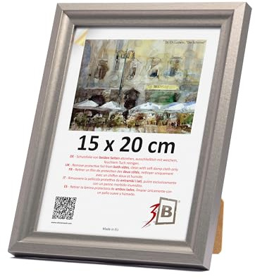 3-B Bilderrahmen MORI - Stahlgrau - 15x20 cm - Holzrahmen, Fotorahmen, Portraitrahmen mit Acrylglas