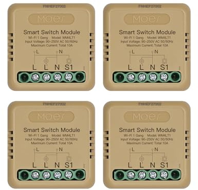 MOES Interrupteur WiFi Encastré Mini Module 1 Voie | Relais d'interrupteur intelligent, compatible avec Smart Life/Tuya, Alexa/Google, conducteur neutre