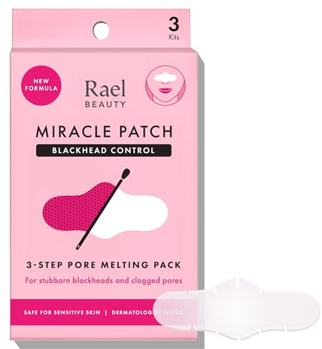Rael Miracle Patch 3-Step Pore Melting Pack - Blackhead Remover (3 Count) | Korean Skincare, Nose Strip, with Extractor Tool, Witch Hazel, Salicylic Acid, Dermatologist Tested, Vegan & Cruelty Free