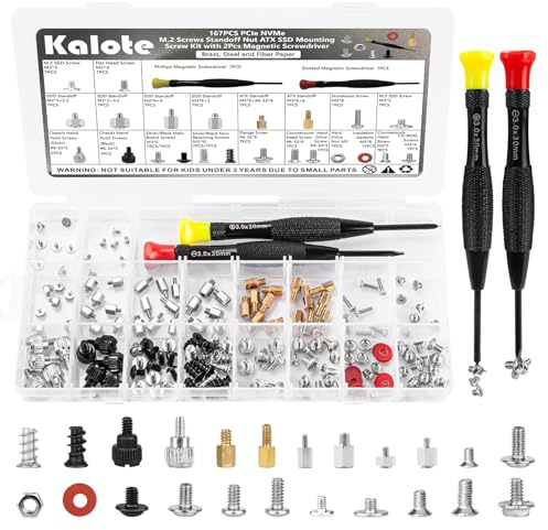 167 Stück Computer Schrauben Set, Personal Computer Schrauben & Standoffs Abstandshalter Set für Universal Motherboard PC-Gehäuse PC-Motherboard Lüfter CD-ROM Festplatten Schrauben Standoffs