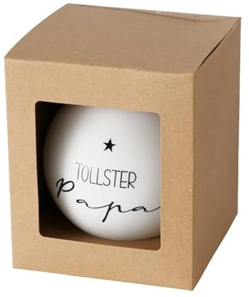 XL Weihnachtskugel - Tollster Papa - 10cm Glas Weiss schwarz b631 Christbaumkugel Weihnachtskugeln Christbaumschmuck Kugel Hänger Glaskugel Papi Vater Vati