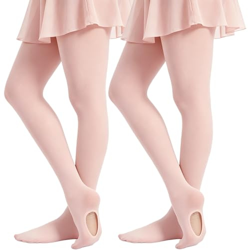 DUCMODA Collant convertibili da danza per ragazze, collant per danza 2 Balletto Rosa 116-134