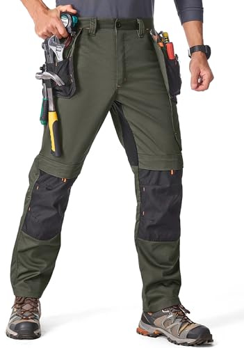 mosingle Men's Work Trousers Stretch Cargo Workwear | Multiple Tool Pockets, Knee Pad Pockets, Durable Work Pants for Electricians, Plumbers, Carpenters