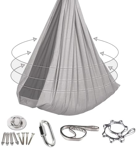 Ultraleichte Hängematte Hängeschaukel 280x150 cm für Kinder & Erwachsene, inkl. Montageset für Indoor & Outdoor(Grau)