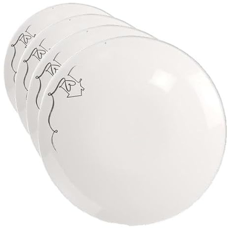Villeroy & Boch – Statement Frühstücks-/ Dessertteller Weiß, Schwarz, Spülmaschinenfest, Mikrowellensicher, Teller, Essteller, Porzellan, Geschirr, Premium Porcelain (Packung mit 4)