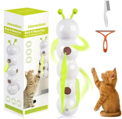 Fyozyon Whack a Worm Post Cat Toy, 2026 New Caterpillar Cat Toy Interactive, Smart Sensor Cats Toys Caterpillar with Suction Cup for Active Indoor Play