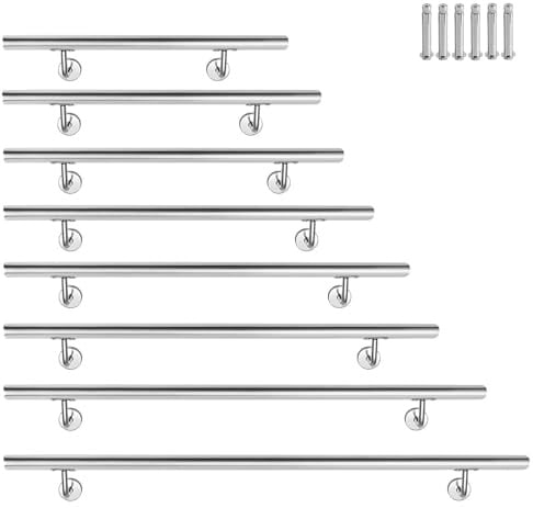 XMTECH Edelstahl Handlauf 150 cm, Treppengeländer Wandhandlauf Innen Außen | Rostfreier Edelstahl, belastbar bis 150 kg, mit Halterungen und Zubehör, ideal für Treppen, Balkone und Eingänge.