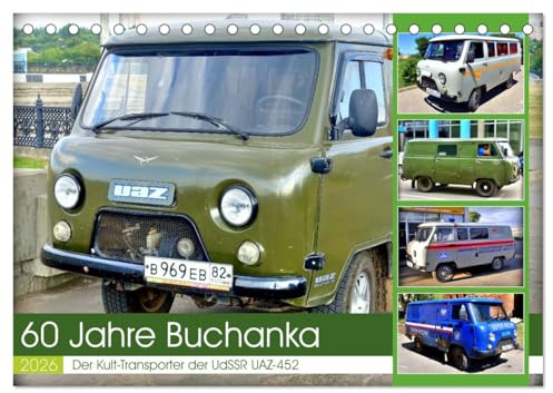 60 Jahre Buchanka - Der Kult-Transporter der UdSSR UAZ-452 (Tischkalender 2026 DIN A5 quer), CALVENDO Monatskalender: Der sowjetische Oldtimer Buchanka in Russland und Kuba (CALVENDO Mobilitaet)