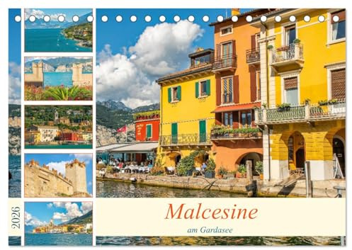 Malcesine am Gardasee (Tischkalender 2026 DIN A5 quer), CALVENDO Monatskalender: Beliebtester Ferienort am Ostufer des Gardasees. (CALVENDO Orte)