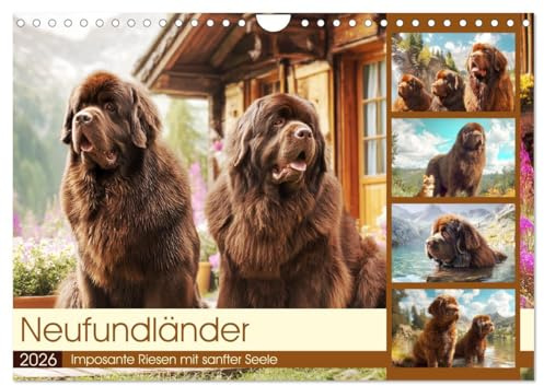 Neufundländer. Imposante Riesen mit sanfter Seele (Wandkalender 2026 DIN A4 quer), CALVENDO Monatskalender: Stimmungsvolle Bilder von majestätischen Hunden inmitten der Natur (CALVENDO Tiere)
