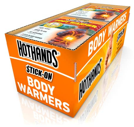 HotHands Body Warmers With Adhesive - Long Lasting Safe Natural Odorless Air Activated Warmers - Up to 12 Hours of Heat - 40 Individual Warmers