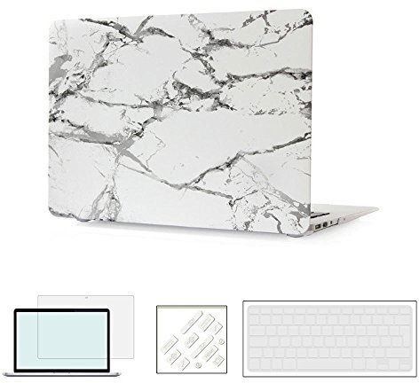 RYGOU 4 in 1 Finitura Matte Plastica Marmo Pattern Hard Shell Custodia con Protezione a Tastiera Screen Flim Anti-Polvere Spina per Apple Macbook Air 11 pollici Modello: A1465 / A1370