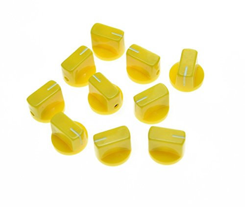 KAISH Pack de 10 pomos para pedal de guitarra con efecto amplificador, con tornillo, color amarillo