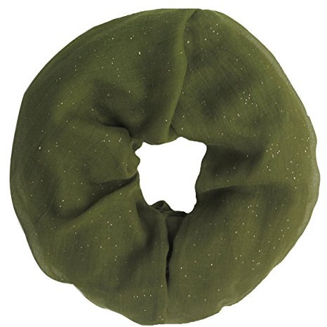Lina & Lily Damen Loop Schal Rundschal Schlauchschal Glitzer (Olive Grün)