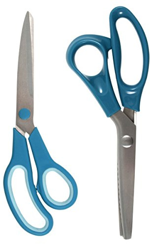 Dressmaking & Pinking Shears Set (2 Piece) – 25cm/10in Dressmaking Scissors & 23cm/9in Pinking Shears – Stainless Steel Blades, Soft Grip Handles – Fabric Cutting for Sewing, Tailoring & Crafts