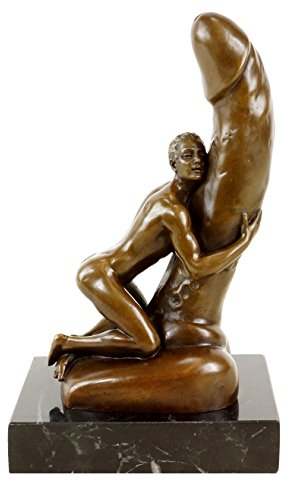 Kunst & Ambiente - Mann am Riesenphallus - Erotik Bronze - signiert M. Nick - Penis Skulptur - Erotika - Gay Bronzefigur - Skulptur