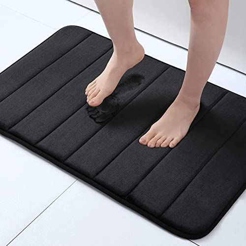 Homaxy Memory Foam Badezimmer Badteppich Saugfähige Rutschfester Badvorleger Waschbar Badematte - 41 x 61 cm, Schwarz