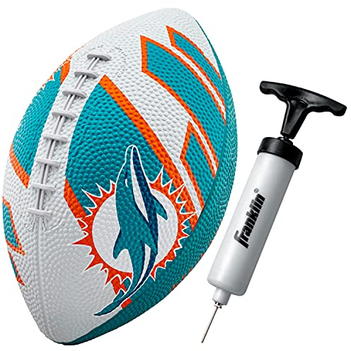 Franklin Sports NFL Miami Dolphins Football - Youth Football - Mini 8.5 Rubber Ball - Perfect for Kids - Team Logos and Colors