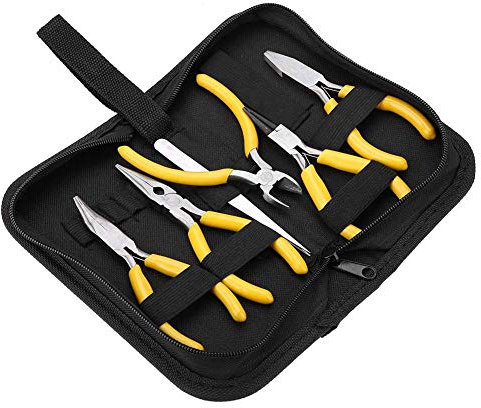 Jewelers Pliers Set 5Pcs Circlip Pliers Set Precision Jewelry Pliers Tools Kit Round Bent Nose Beading Making DIY Mini Pliers Set for Jewellery Craft Making Kit Electrical Tool