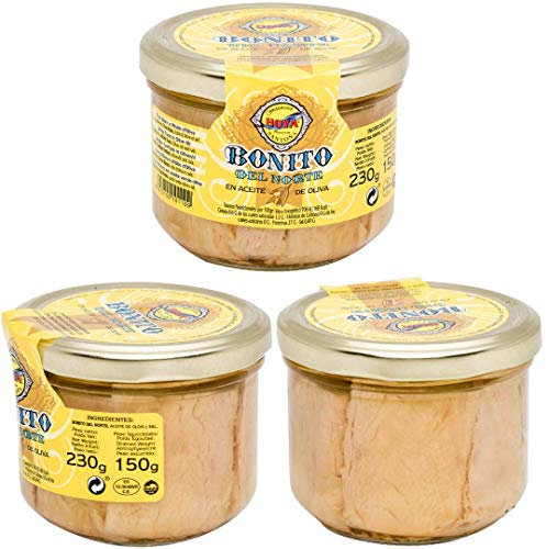 Hoya Santoña Bonito del Norte - Pack 3 tarros de 230g (690g) Conserva Gourmet de Bonito del Norte del Cantábrico en Aceite de Oliva.