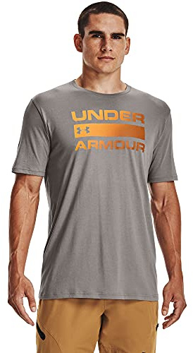 Under Armour Men's Team Issue Wordmark Short-Sleeve T-Shirt , Concrete (066)/Omega Orange , Large