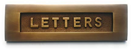 B&M - Antique Brass Letter Plate 10 x 3 inches - Letters Embossed on Solid Brass Supplied with Fixing Bolts