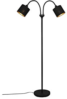 meineWunschleuchte Kleine Stehleuchte 130cm 2-flammig mit Flexarmen, Stoffschirme Schwarz