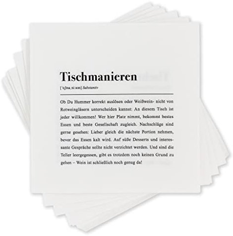 Papier Servietten: Tischmanieren Definition - 20 Stück
